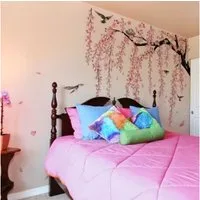 Montegoni Wandsticker XXl Selbstklebende Wandaufkleber Set – Kirschblüten, Vögel & Äste (Set, 4 selbstklebenden Wandaufklebern), Selbstklebend, leicht anzubringen, asiatisches Design mit Kirschblüten