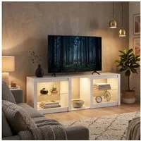 HOMCOM Lowboard Modernes Hochglanz-TV-Möbel (Set, 1 St., TV-Lowboard), Für Fernseher bis 75 Zoll, LED-Beleuchtung, modern