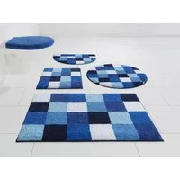 Grund Badematte Mosaik, Badvorleger, Badezimmer Teppich, sehr weich, Höhe 20 mm, rutschhemmend beschichtet, fußbodenheizungsgeeignet, Kunstfaser, rund, angenehm weich, auch als 3 teiliges Set erhältlich, Made in Europe