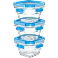Emsa Frischhaltedose N10507 Clip & Close Glas, Glas, Kunststoff, (Set, 3-tlg), 3 x 0,18L, gefrierfest, backofenfest, mikrowellenfest, 100% dicht
