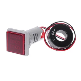 5pcs Red Light AC 60-500V 0-100A D18 Square LED Digital Dual Display Voltmeter Ammeter Voltage Gauge Current Meter
