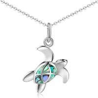 Materia Kettenanhänger Schildkröte Turtle mit Abalone Perlmutt grün KA-83, 925 Sterling Silber