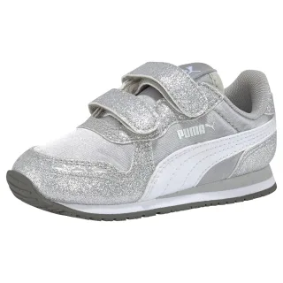 PUMA Cabana Racer Glitz V PS Kids Sneaker Schuhe Mädchen Silber 370985