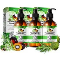 ALIVER Haarshampoo Rosmarin Rizinus Batana Öl mit Biotin für Kopfhaut Pflege Haarwachstum, 3-tlg., Anti-Frizz, Entwirrend, Feuchtigkeitsspendend, Haar-Repair, Haarwuchs
