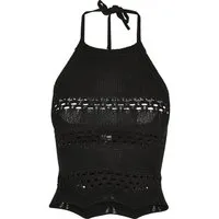 URBAN CLASSICS Muskelshirt Urban Classics Damen Ladies Short Crochet Knit Neckholder Top (1-tlg)