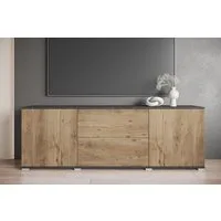 OTTO home Lowboard Kenia (1 St), 2 Türen, 2 Schubladen, Breite 180 cm, höhenverstellbare Einlegeböden