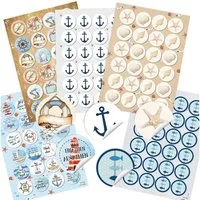 Logbuch-Verlag Aufkleber 120 maritime Sticker - Anker + Fische + Muscheln + Sprücheaufkleber