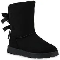 VAN HILL 841501 Winterstiefelette Damen Warm Gefütterte Winter Boots Stiefeletten Schleifen