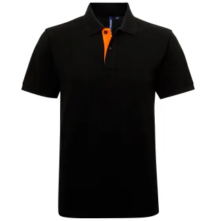 Asquith & Fox Herren Classic Fit Kontrast-Poloshirt (Schwarz/Orange)