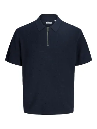JACK&JONES - JJMAX KNIT ZIP POLO SS JNR Navy Blazer - Gr. - 152
