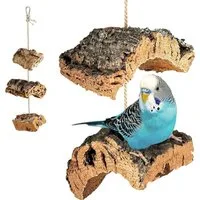 Kork-Deko.de Vogelspielplatz Vogelspielplatz Mobile aus Korkrinde zum Sitzen, Spielen & Knabbern