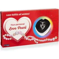 BRUBAKER Perlenketten-Set Wunschperle - Love Pearl (Muschel mit echter Perle als Schmuck Geschenkset - Liebe, Set), Halskette mit Silber Herz Anhänger