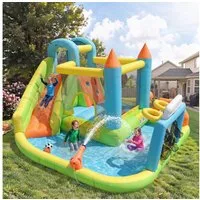 Flieks Hüpfburg, Aufblasbar Wasserpark Wasserspielcenter mit Gebläse 360x320x200cm