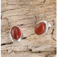 Guru-Shop Paar Ohrhänger Indische Silber Ohrstecker, ovale Boho..