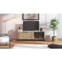 Home affaire Lowboard Mayenne TV-Lowboard, Breite 150 cm, TV-Schrank, TV-Ständer, TV-Kommode mit dekorativen schwarzen Streifen, in Artisan Eiche