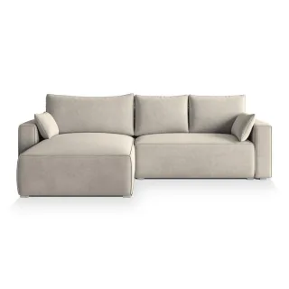 Masseno Ecksofa, Creme, Kunststoff, 3-Sitzer, L-Form,L-Form, 265x178 cm, Wohnzimmer, Sofas & Couches, Wohnlandschaften, Ecksofas