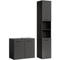 mokebo Badmöbel-Set Der Steuermann, (2-teilig), Made in Germany, Badezimmerschrank, Badschrank, Set in Anthrazit