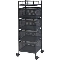 en.casa Rollwagen, »Sunndal« Servierwagen mit 4 Ablagekörben 79,5x27x27cm Schwarz