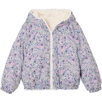 vertbaudet Regenjacke Mädchen Kapuzenjacke mit Leomuster und Teddyfleece wendbar