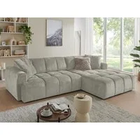 Massivart® Ecksofa silbergrau 288 cm / elektr. XXL-Sitztiefenverstellung »BINGO«, Nosagunterfederung · frei im Raum stellbar · inkl. 2 Zierkissen