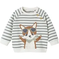 vertbaudet Sweatshirt Baby Sweatshirt, Streifen Knopfverschluss an den Schultern