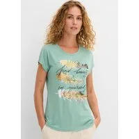 bonprix T-Shirt schmale Passform, Kurzarm, mit Glitzerdruck