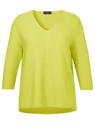 VIA APPIA DUE - Pullover V-Ausschnitt 3/4 Arm Struktur limette - Gr. - 48
