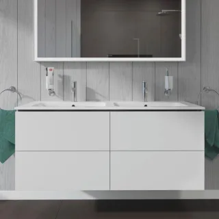 Duravit ME by Starck Doppelwaschtisch Waschtischunterschrank 130 cm, weiss matt