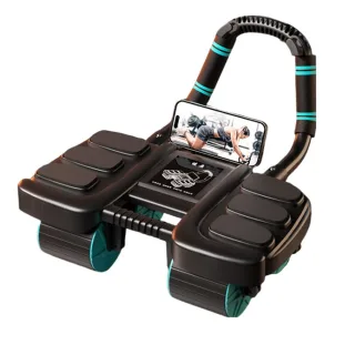 Bominfit 4 Wheel 6 Elbow Support Smart Brakes Abdominal Exerciser with Phone Holder Auto Silent Rebound Home Gym Fitness