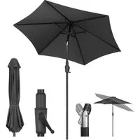 Sekey Sonnenschirm ∅ 220/270/350 cm Gartenschirm mit Kurbel Marktschirm Neigbar, LxB: 220x220 cm, Windfest, Stabil, UPF 50+, für Terrasse, Balkon und Garten
