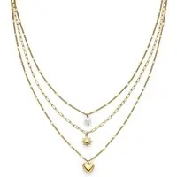 s.Oliver Kette mit Anhänger Summer Charms, Herz und Sonne, mit Perle (imitiert)