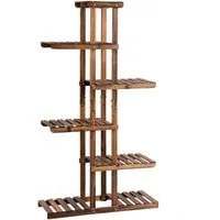 COSTWAY Nachttisch, 6-stöckiges Pflanzenregal, 75x25x140cm, Tannenholz