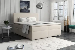 Boxspringbett Schlafzimmerbett SOREL 140x200cm Stoff Aragon Beige