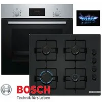 BOSCH Gasherd-Set Gas Herd Autark Bosch Teleskopauszug Backofen Umluft + GAS Kochfeld, mit 1-fach-Teleskopauszug