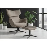 riess-ambiente Ohrensessel VOGUE taupe / schwarz - Samt, Metallbeine, mit Armlehnen, drehbar (Einzelartikel, 1-St), gepolsterter Lesesessel - ideal für Wohnzimmer, Homeoffice & Leseecke