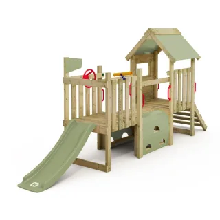 Kletterturm für Kleinkinder - Spielturm mit Rutsche & Kletterwand - Outdoor Spielplatz 60cm Podesthöhe - My First Playground 1 - Massivholz Wickey