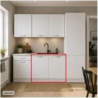 HTI-Living Spülenunterschrank Spülenunterschrank Jenna Country Weiß 80 cm (1 Stück, 1-St., 1 Spülenunterschrank) Modular erweiterbar, Landhausstil, Arbeitsplatte Marmoroptik