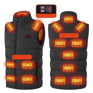 TENGOO HP-15 Uniex Heated Vest- 15 Areas Heating Temperature, with Digital Display, USB & DC Electric Thermal Clothing W