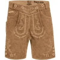 PAULGOS Trachtenhose Herren Lederhose Kurz mit Trägern 100% Echtleder - HK1