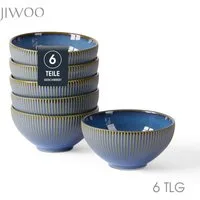 JIWOO Müslischale 6er Ø11,7cm, Frühstückschalen Eisschale Dessertschalen Obstschale, Keramik, (Schaleset, 6-tlg), Bowl, Hochwertiges Schalen Blau Schale Mikrowellenofen Spülmaschine