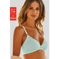 petite fleur by Lascana Bralette-BH (Packung, 2 Stück) ohne Bügel aus Baumwolle mit Spitze, bequemer BH