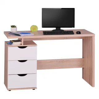 Schreibtisch Computertisch -TOMI -Bürotisch mit Schublade Sonoma/Weiß