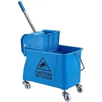 relaxdays Putzwagen Reinigungswagen mit Presse, blau