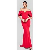 Goddiva Maxikleid Off The Shoulder Draped Sleeve Maxi Dress langes Kleid