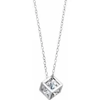 Runde Perlé Kette mit Anhänger zarte Kette mit Würfel Anhänger, Moissanite 1,0 Ct, Moissanit Halskette 925 Sterling Silber, Zertifikat Echtschmuck