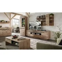 moebel-dich-auf Wohnwand BELLINZONA, (Wohnzimmer-Set, Vitrine + Wandboard + Lowboard), inkl. LED-Beleuchtung, optional mit Couchtisch & Sideboard