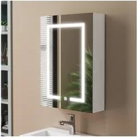 duschspa Spiegelschrank LED Badschrank mit Steckdose drei Lichtfarbe dimmbar Beschlagfrei Touch/Wandschalter, Weiß Matt/Schwarz Hochglanz, 40-100cm