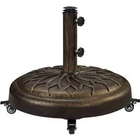 Yaheetech Schirmständer Sonnenschirmständer aus Kunstharz mit Feststellbaren 360°-Rollen, ø50,5 cm Stabile Schirmbasis im Vintage-Stil 24,7 kg