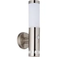Brilliant LED Außen-Wandleuchte BOLE, Bewegungsmelder, LED fest integriert, 38 cm Höhe, Ø 8 cm, Bewegungsmelder, E27, Metall/Kunststoff, edelstahl