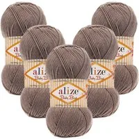 Alize 5 x ALIZE Baby Best 534 Light Brown Häkelwolle, 240 m, Babywolle,Viskose,Anti-Pilling,Babygarn
